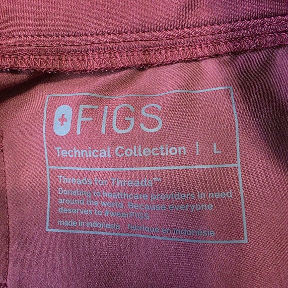 FIGS Zamora Jogger Scrub Pants Womens Large Burgundy Maroon FIONx W18SW2005 - Picture 2 of 8